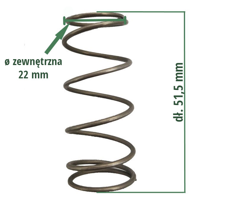 Sprężyna dociskowa do głowic AutoCut 2-2, wymiary